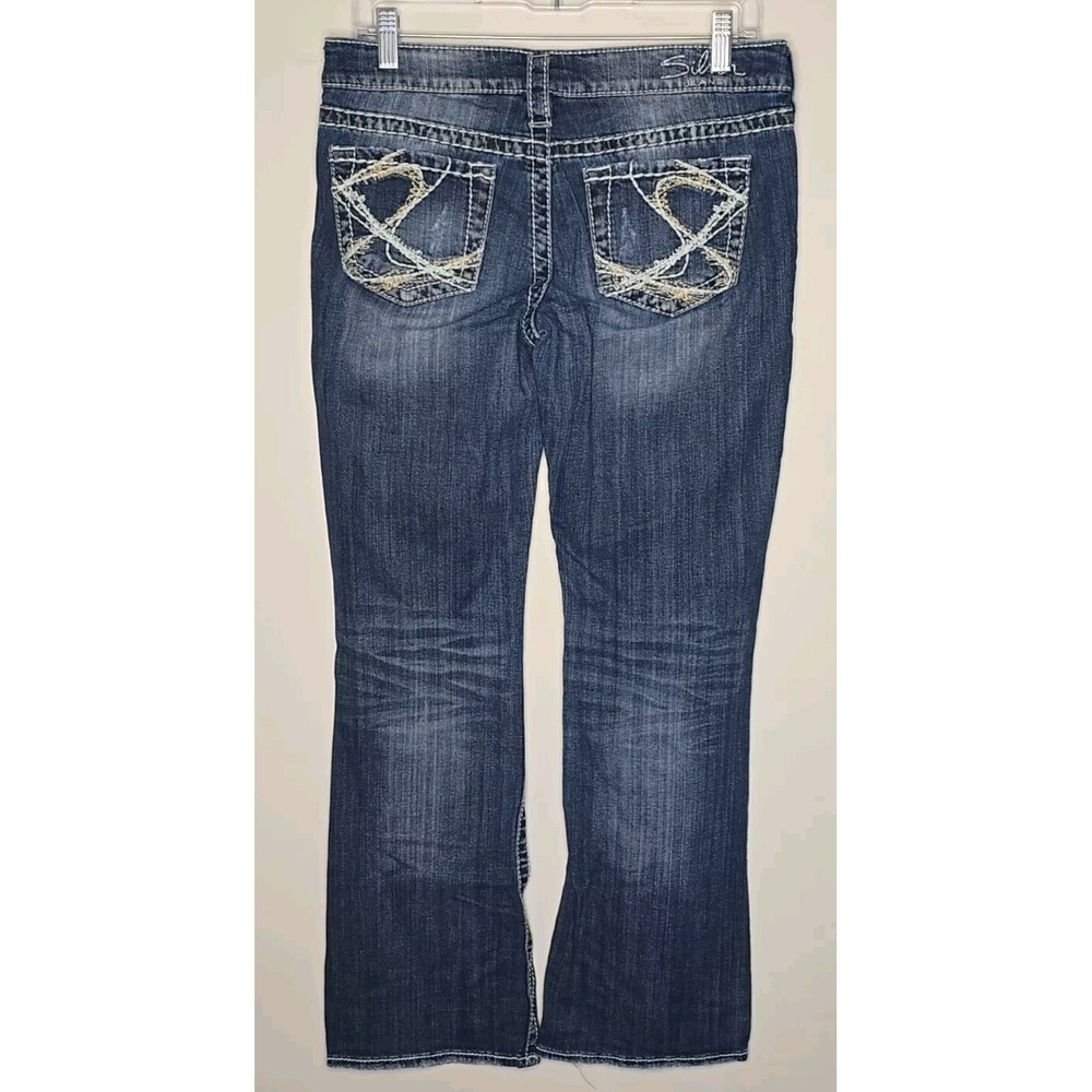 Silver Jeans Womens W28 L31 Blue Aiko Bootcut Low Rise Dark Washâ Thick Stitch